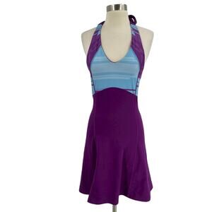 Mountain Hardwear‎ Halter Dress XS Purple Blue Athletic Shelf Bra Sleeveless